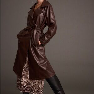 FauxLeather Mahogany Brown Trench. NWDT buttons cracked during shipment.Easy fix